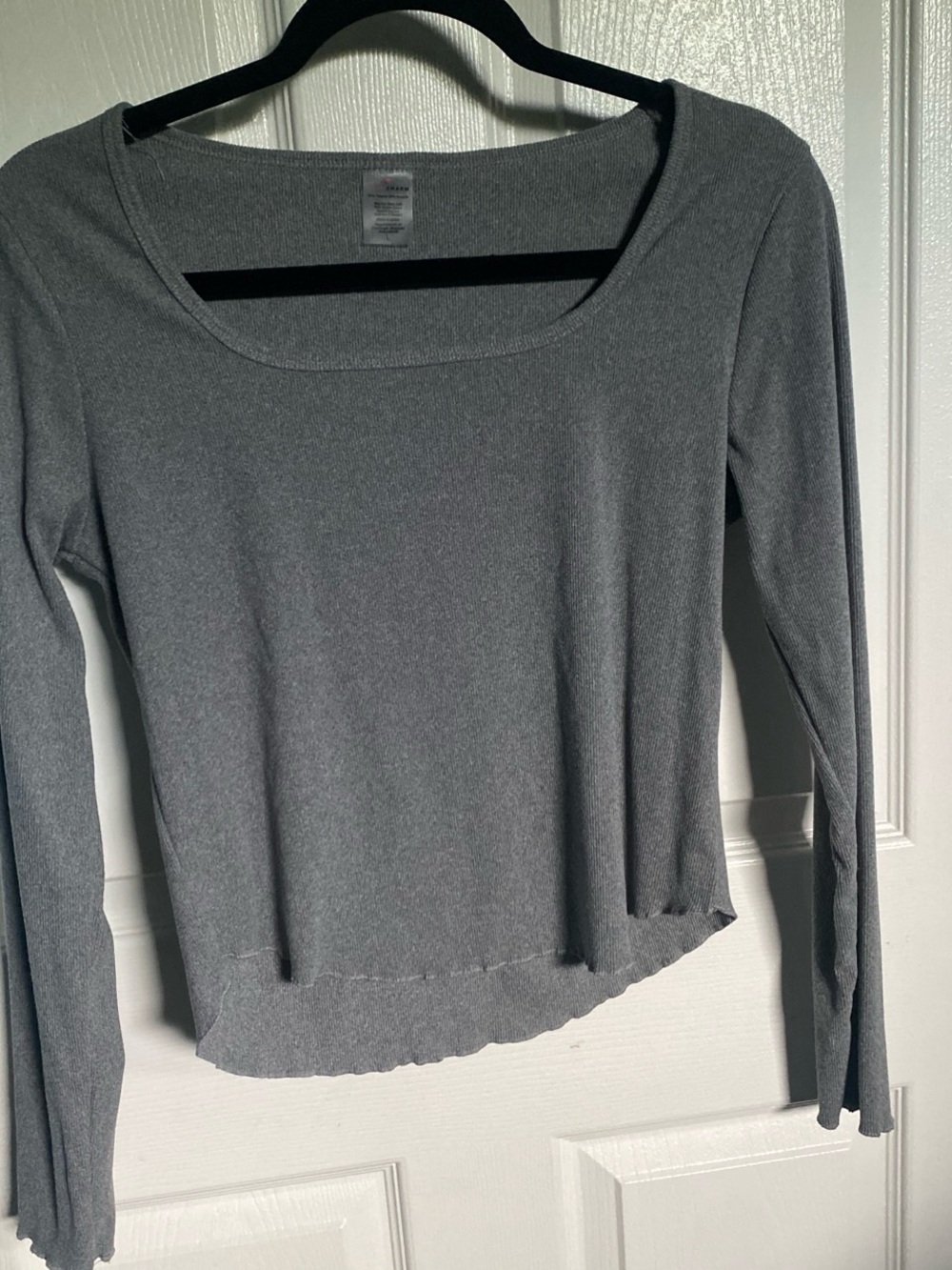 Women's Square Neck Long Sleeve Top - Gray